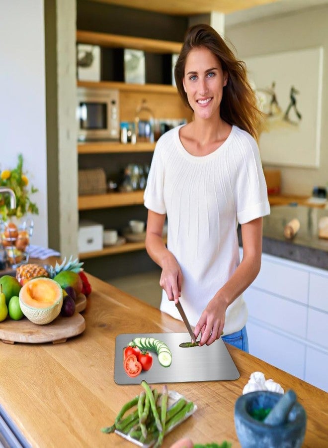 Vasukie 304 Stainless Steel Chopping Board for Kitchen | Non Slip| Rust Proof | Easy to use| Round Edge| Heavy Duty Chopping Board Vegetable, Meats Vegetable Chopper Board Safe Durable (32CM*21CM) - Image 4